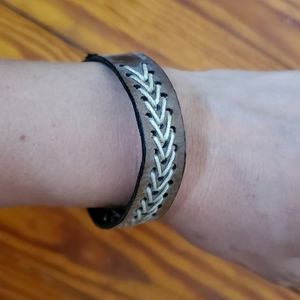 Handmade Harringbone Leather Bracelet